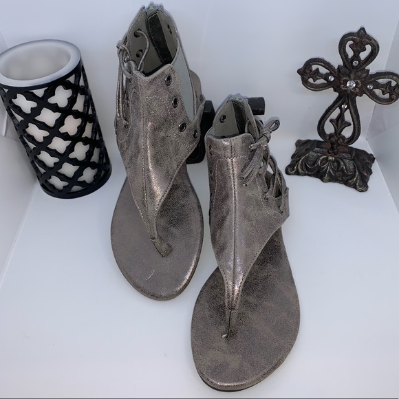 PEWTER silver gladiator ankle high bootie sandals New in box NIB 7 7.5 8.5 9 - Picture 8 of 8